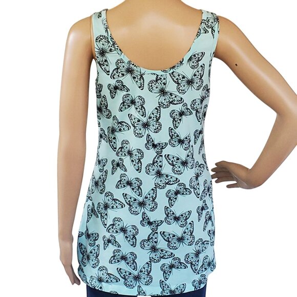 No Boundaries Tank Top Teen Jr 15-17 XL Mint Green Black Butterfly Knit Stretch - Picture 8 of 8